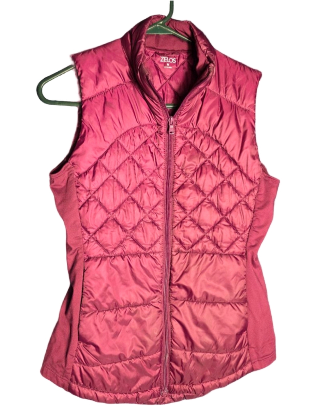 Women's ZELOS Burgundy Quilted Puffer Vest M y2k 90's fall